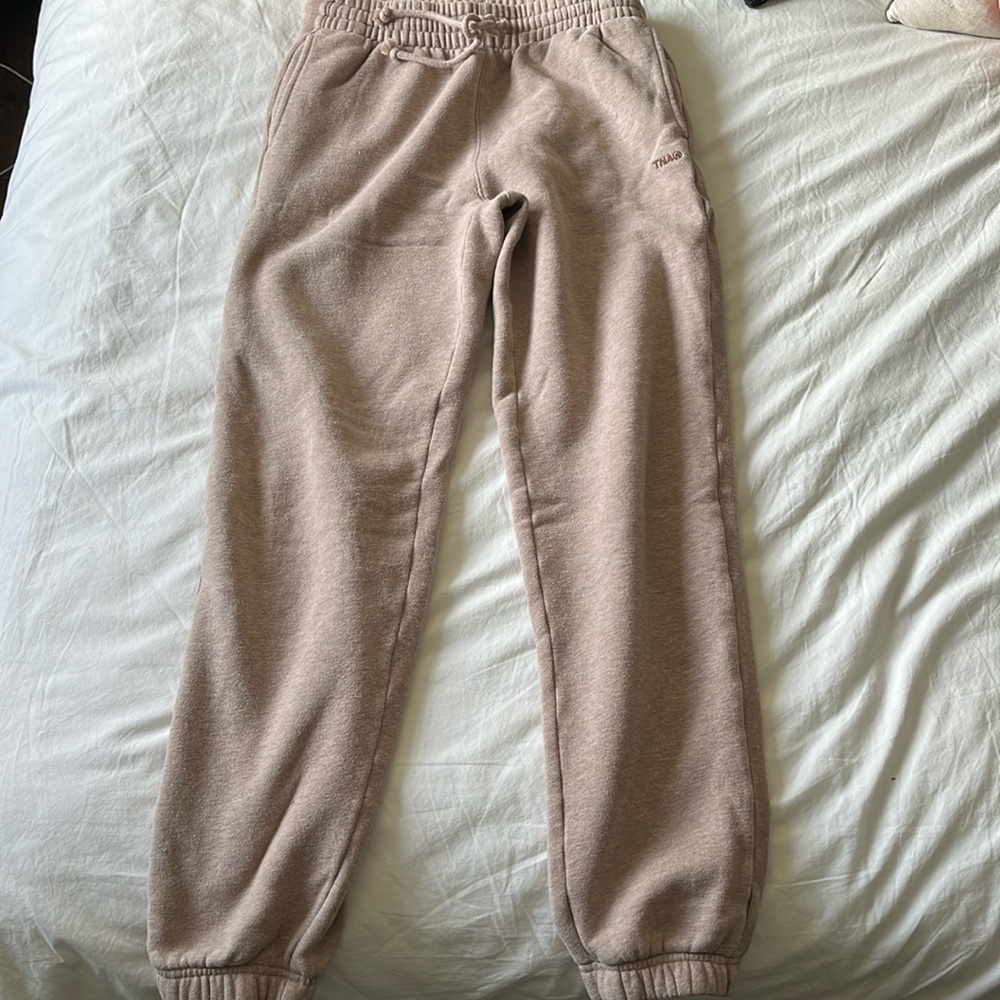 TNA Beige Boyfriend Sweatpant Cozy Fleece